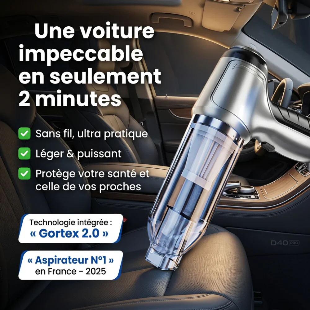 Aspirateur sans fil voiture compact et rechargeable - Image 12