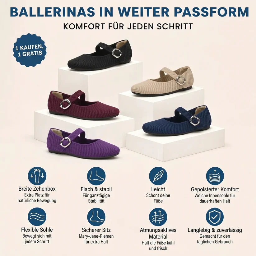 Ballerines Femme Confort Coupe Large - Image 2