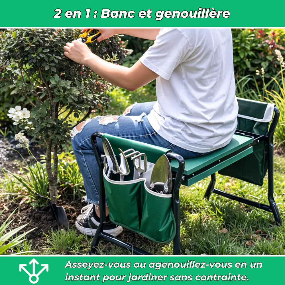Banc de Jardinage 2-en-1 Confort et Praticité - Image 3