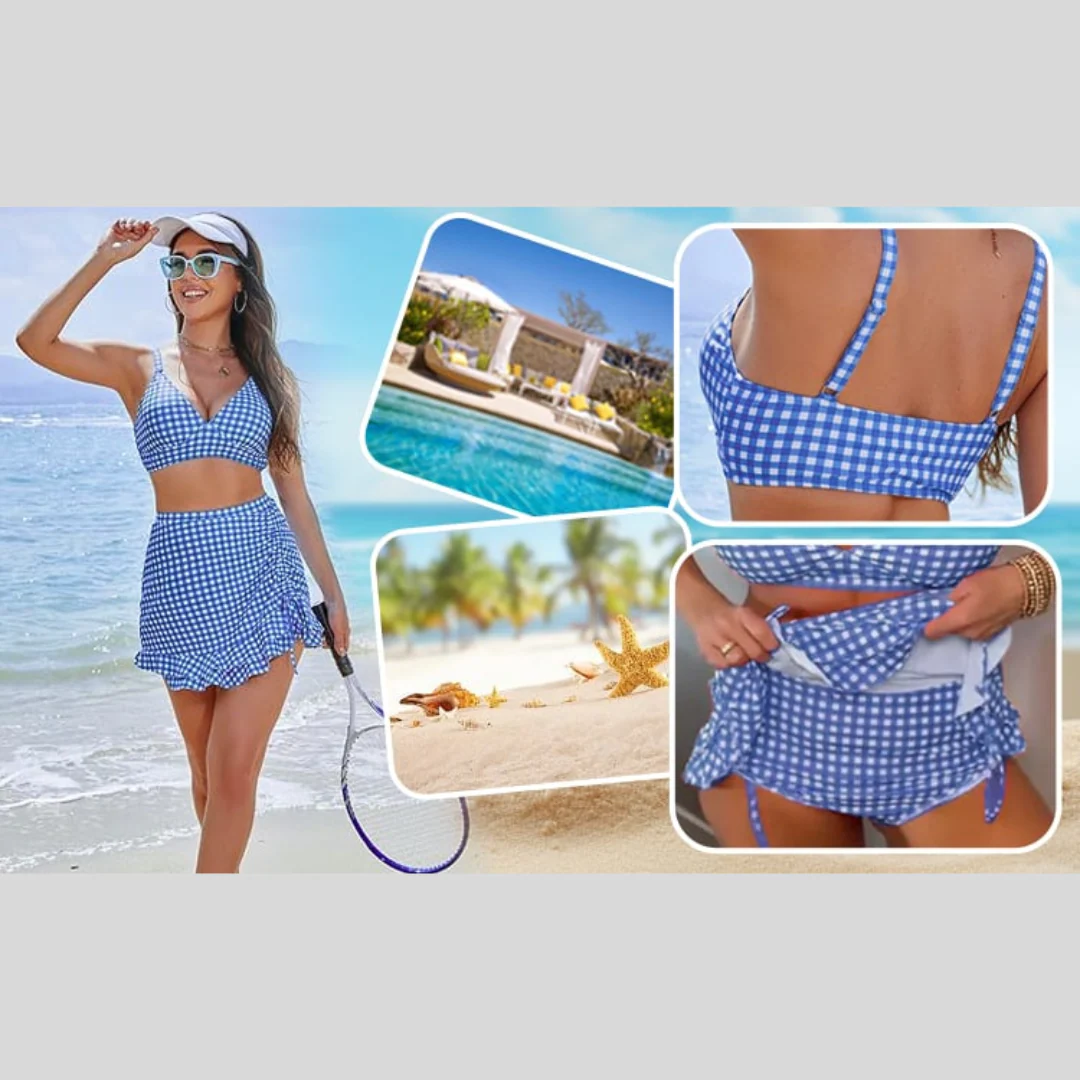 Bikini deux pièces à motif à carreaux - Image 3