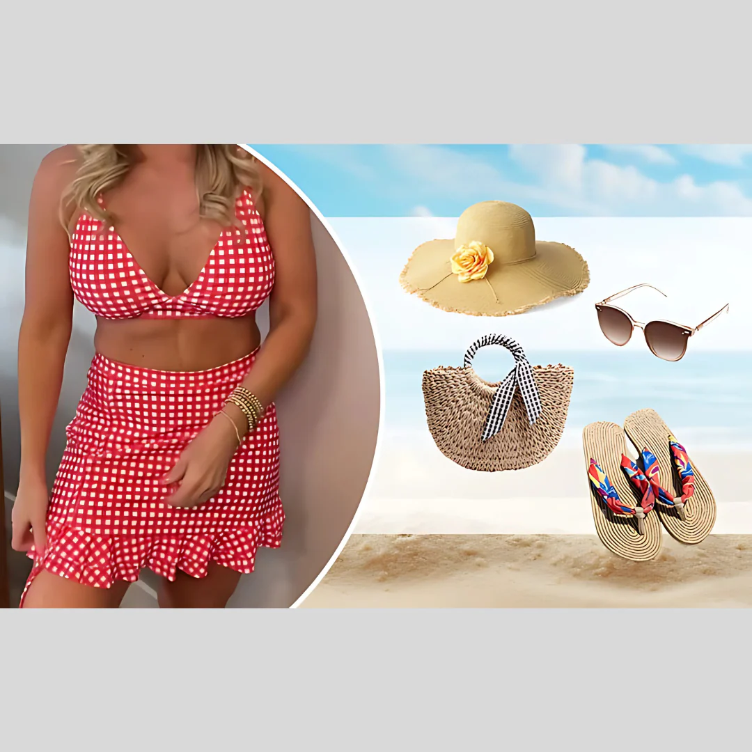 Bikini deux pièces à motif à carreaux - Image 4