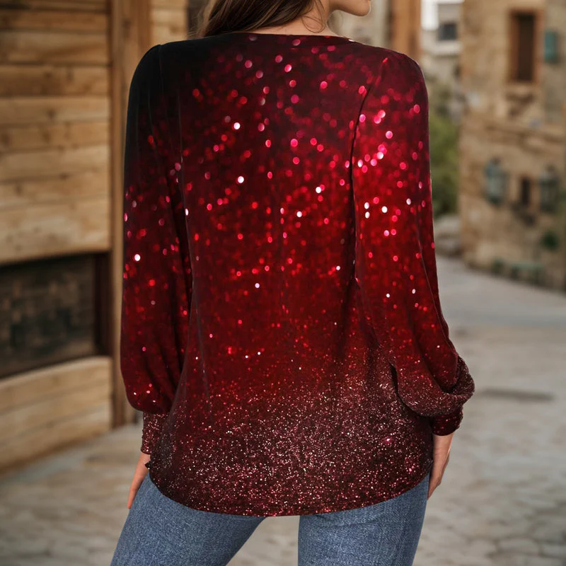 Blouse Élégante à Paillettes Rouge - Image 3