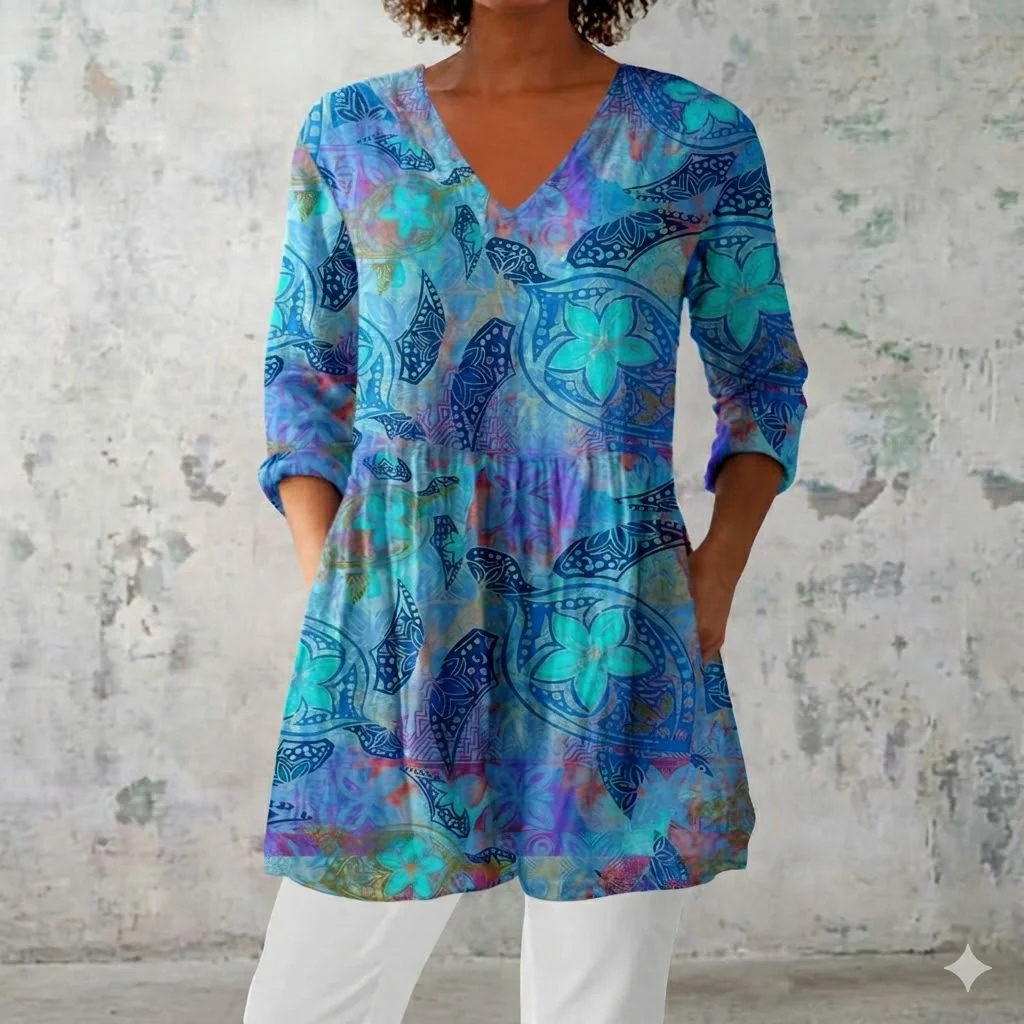 Blouse longue florale pour femme - Image 2