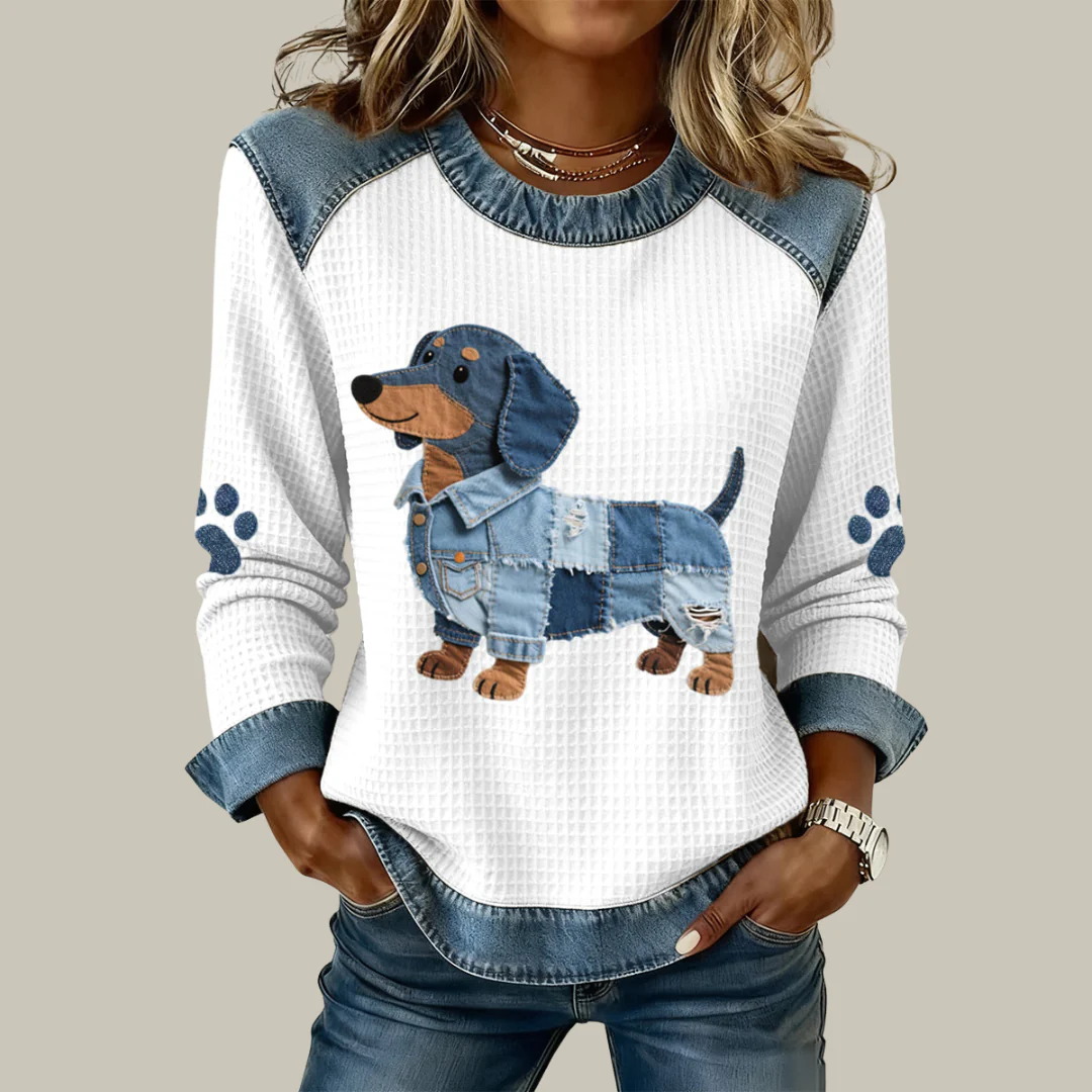 Blouse Patchwork Chiot Doux - Image 2