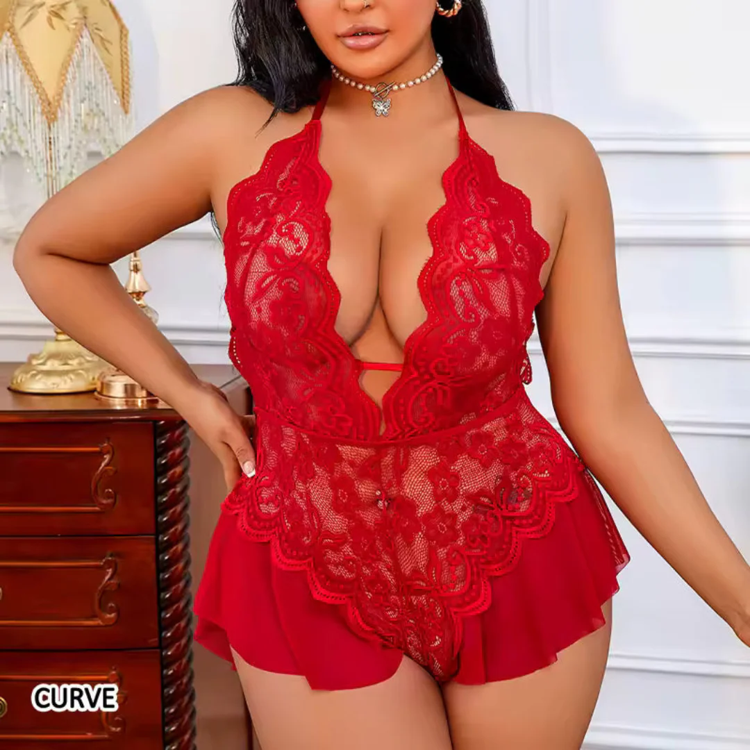Body en dentelle dos nu avec jupe intégrée - Image 8