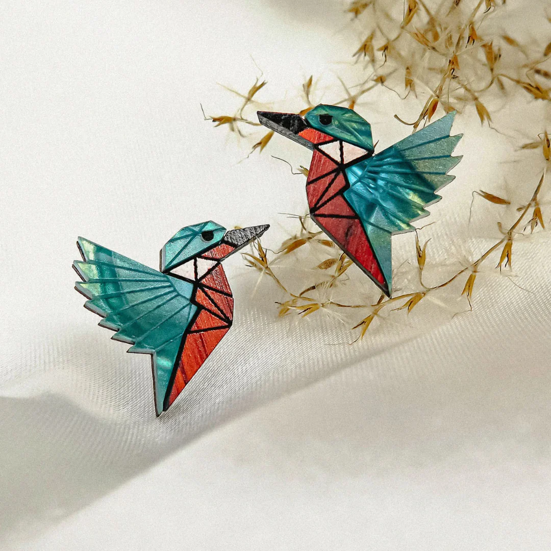 Boucles d'oreilles Martin-pêcheur - Image 5