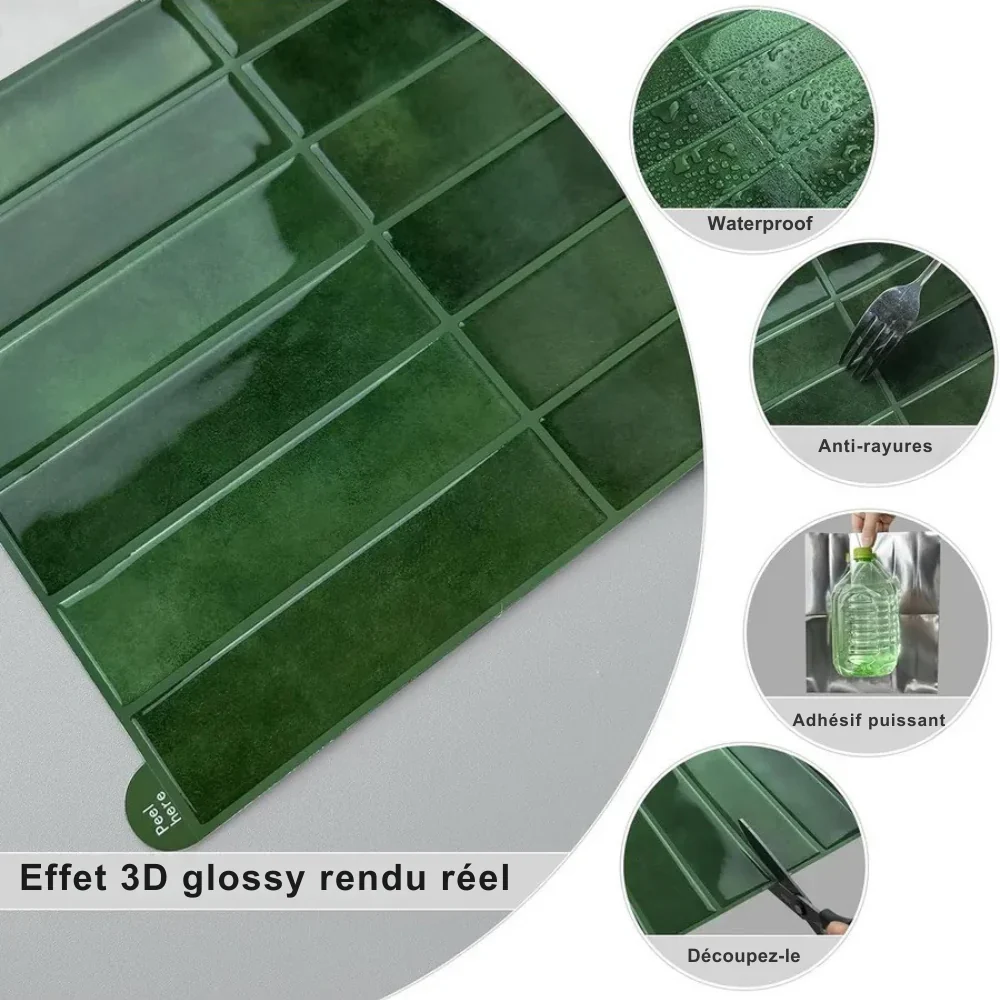 Carrelage adhésif effet 3D pour cuisine et salle de bain - Image 2