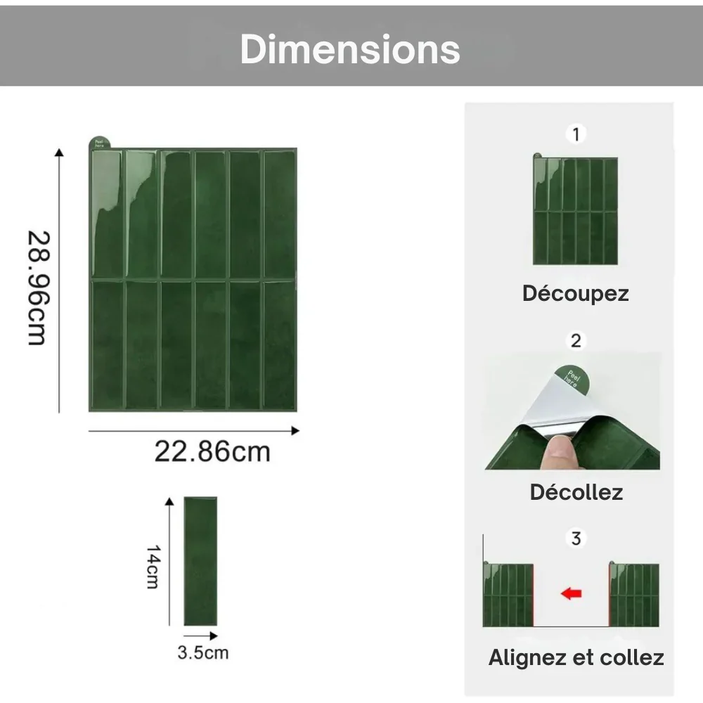 Carrelage adhésif effet 3D pour cuisine et salle de bain - Image 3