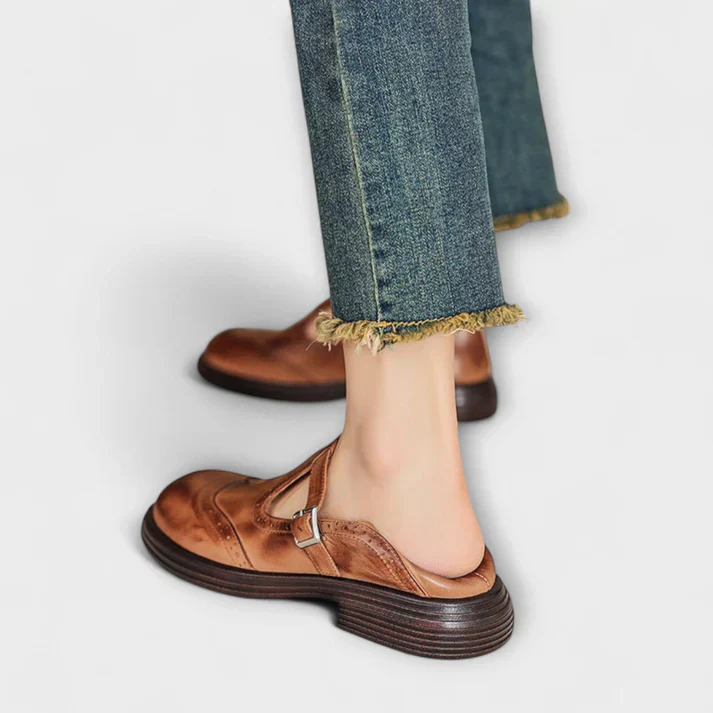 Chaussures confortables en cuir pour femme avec fermeture velcro - Image 4