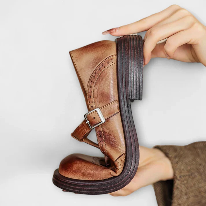 Chaussures confortables en cuir pour femme avec fermeture velcro - Image 5