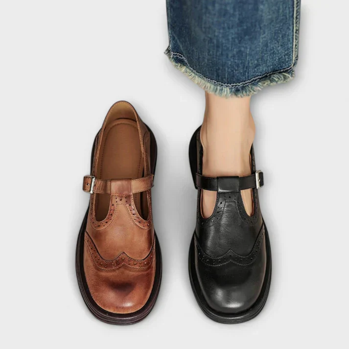 Chaussures confortables en cuir pour femme avec fermeture velcro - Image 8
