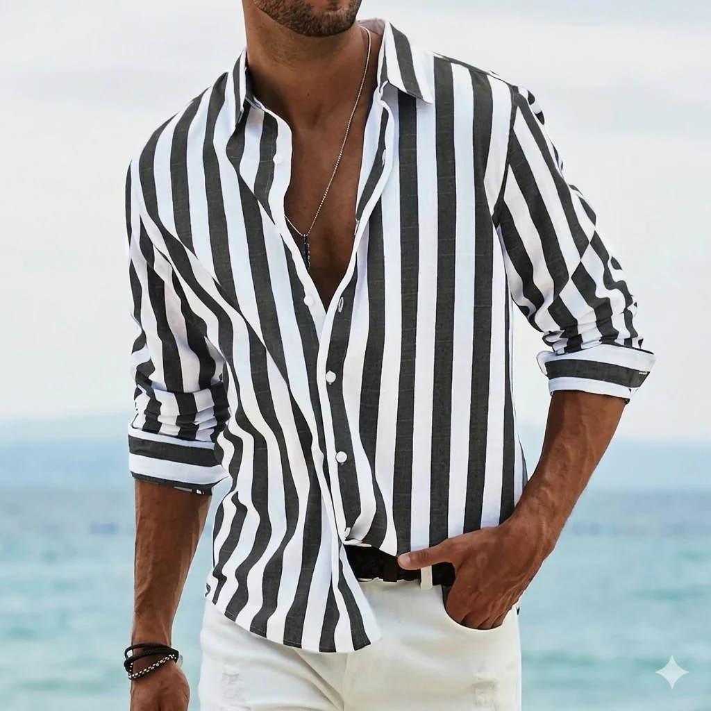 Chemise Rayée Homme Légère - Image 2