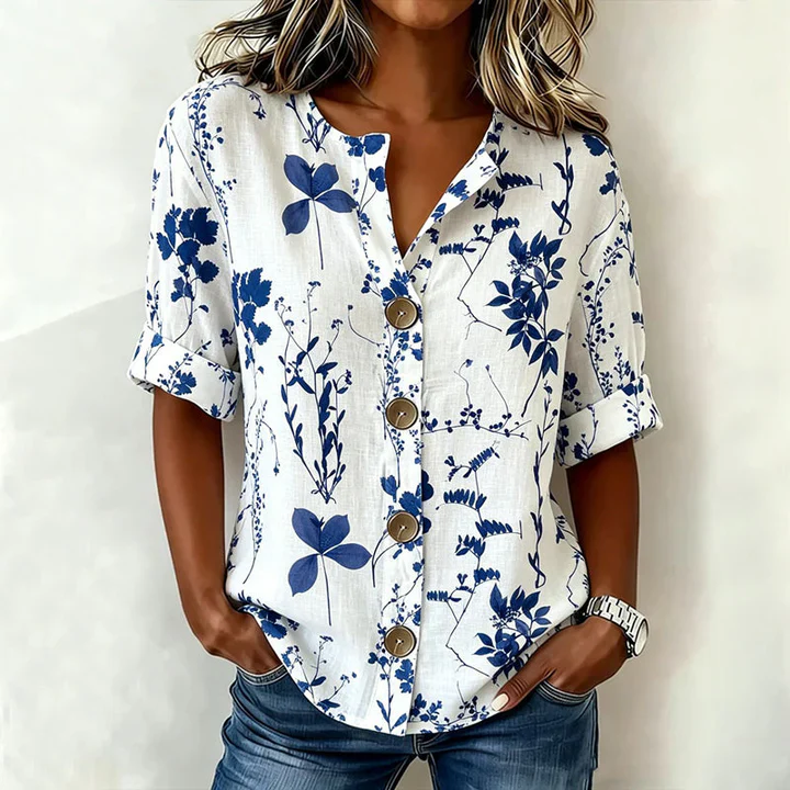 Chemisier Floral Femme Élégant à Coupe Fluide - Image 2