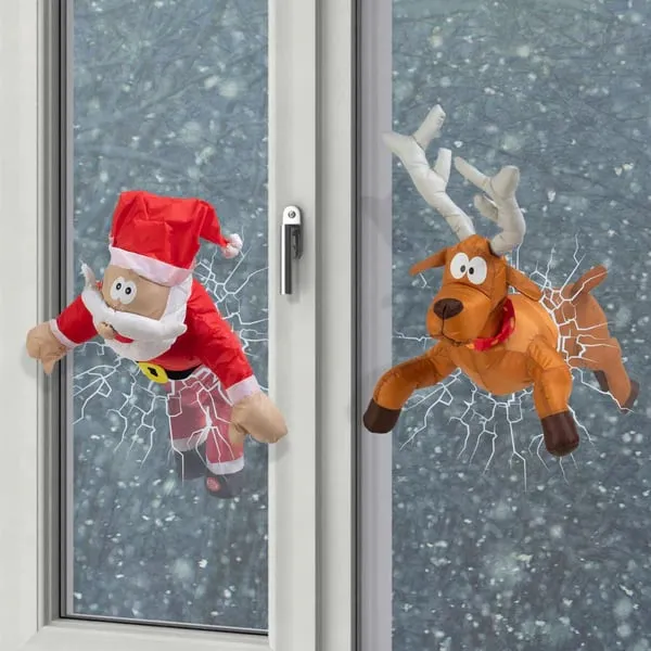 Décorations de Noël Père Noël et Renne écrasés - Image 2