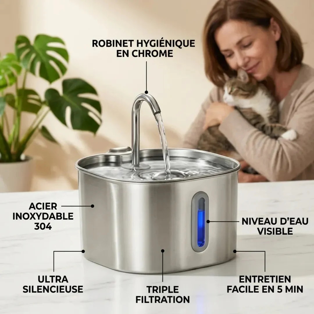 Fontaine à Eau pour Chat en Acier Inoxydable - Image 6