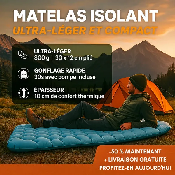 Matelas gonflable ultra-léger et compact pour bivouac et camping