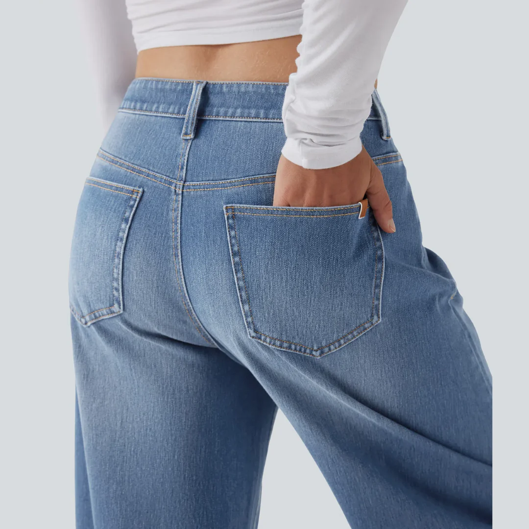 Jean droit femme mi-haut effet délavé - Image 12