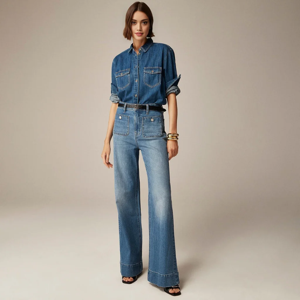 Jean stretch taille haute à jambe large FitCurve