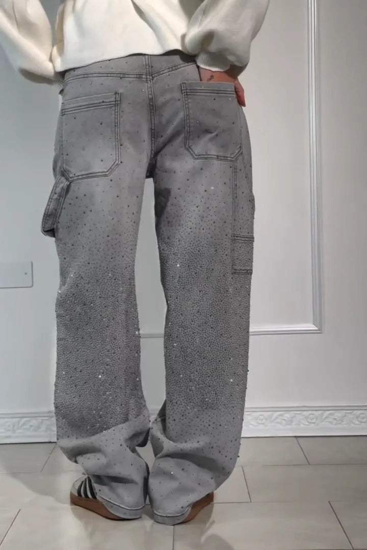 Jean ample pour femme avec strass