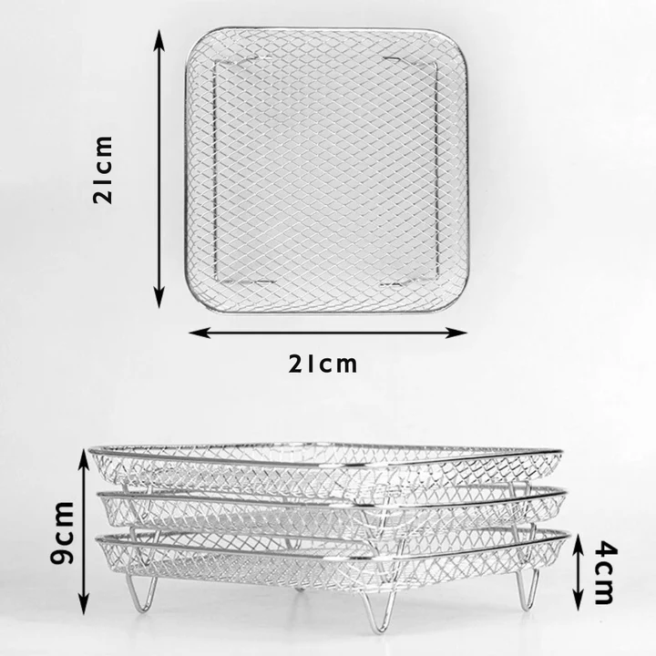 Lot de 3 paniers empilables compatibles Airfryer® + 2 pinces - Image 11
