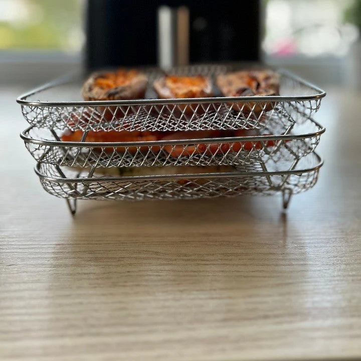 Lot de 3 paniers empilables compatibles Airfryer® + 2 pinces - Image 2