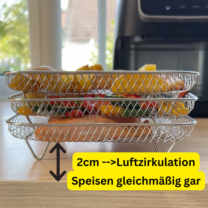 Lot de 3 paniers empilables compatibles Airfryer® + 2 pinces - Image 5
