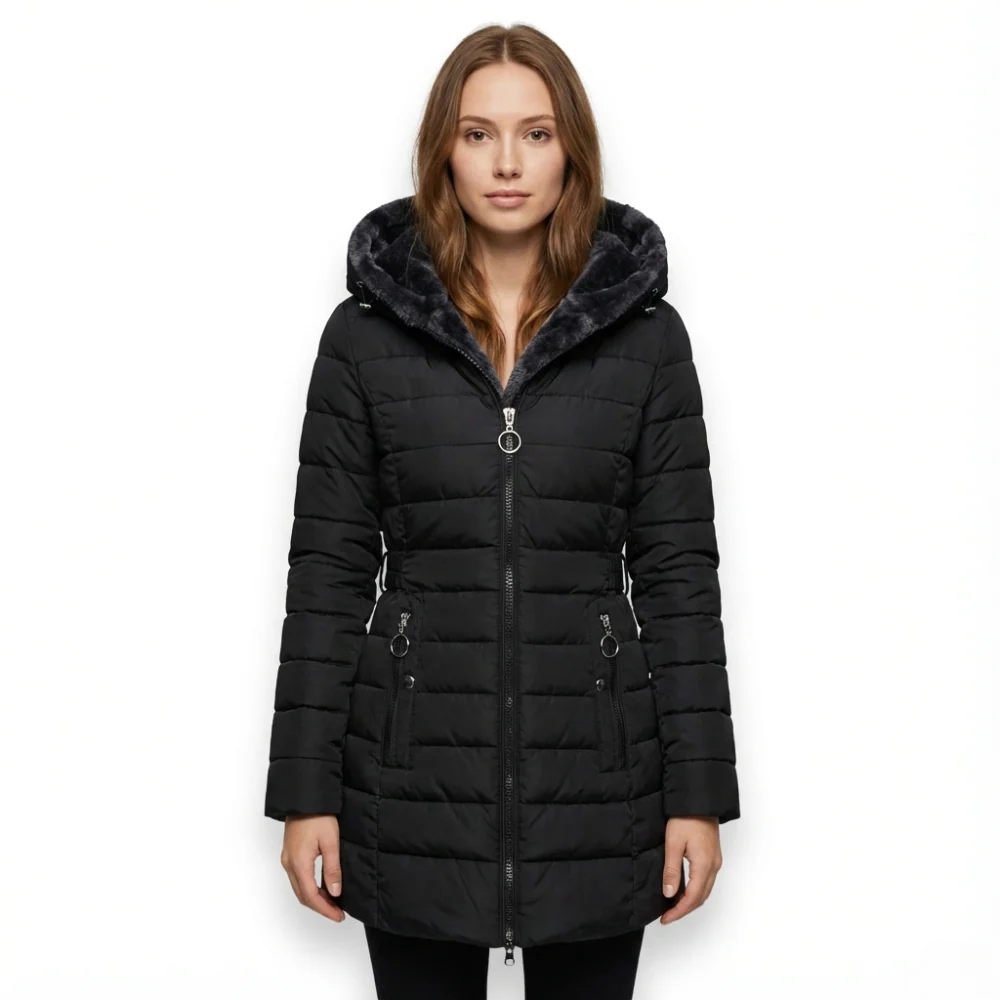 Manteau long d’hiver matelassé avec capuche - Image 2