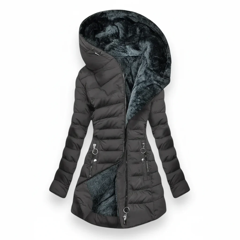 Manteau long d’hiver matelassé avec capuche - Image 4