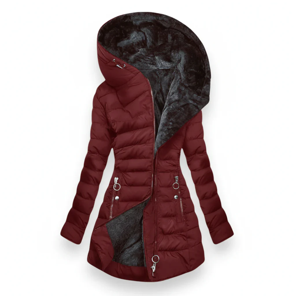 Manteau long d’hiver matelassé avec capuche - Image 5