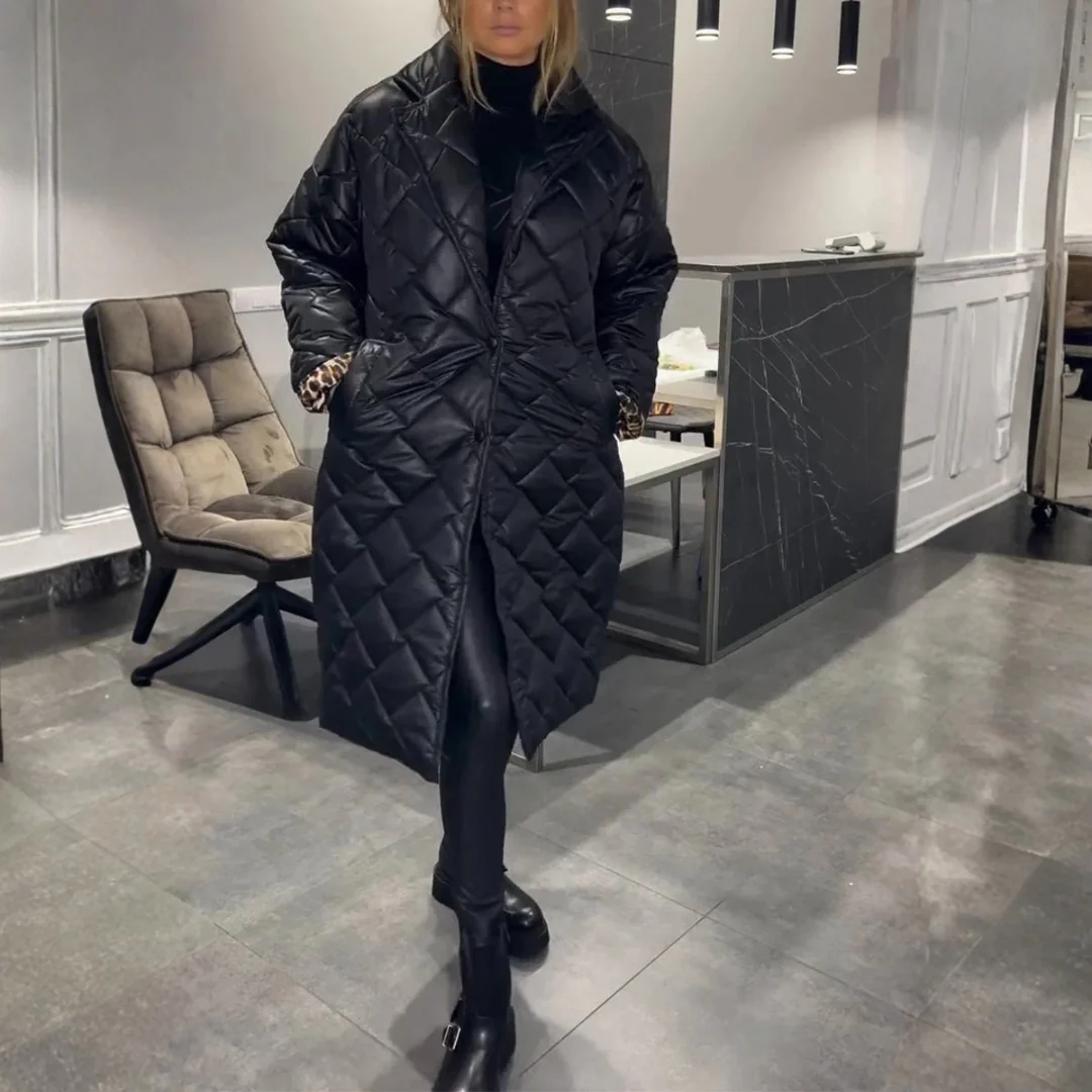 Manteau matelassé élégant avec doublure intérieure léopard discrète - Image 8