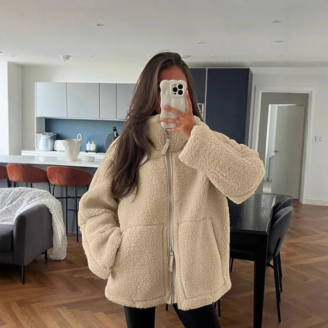 Manteau teddy doux femme