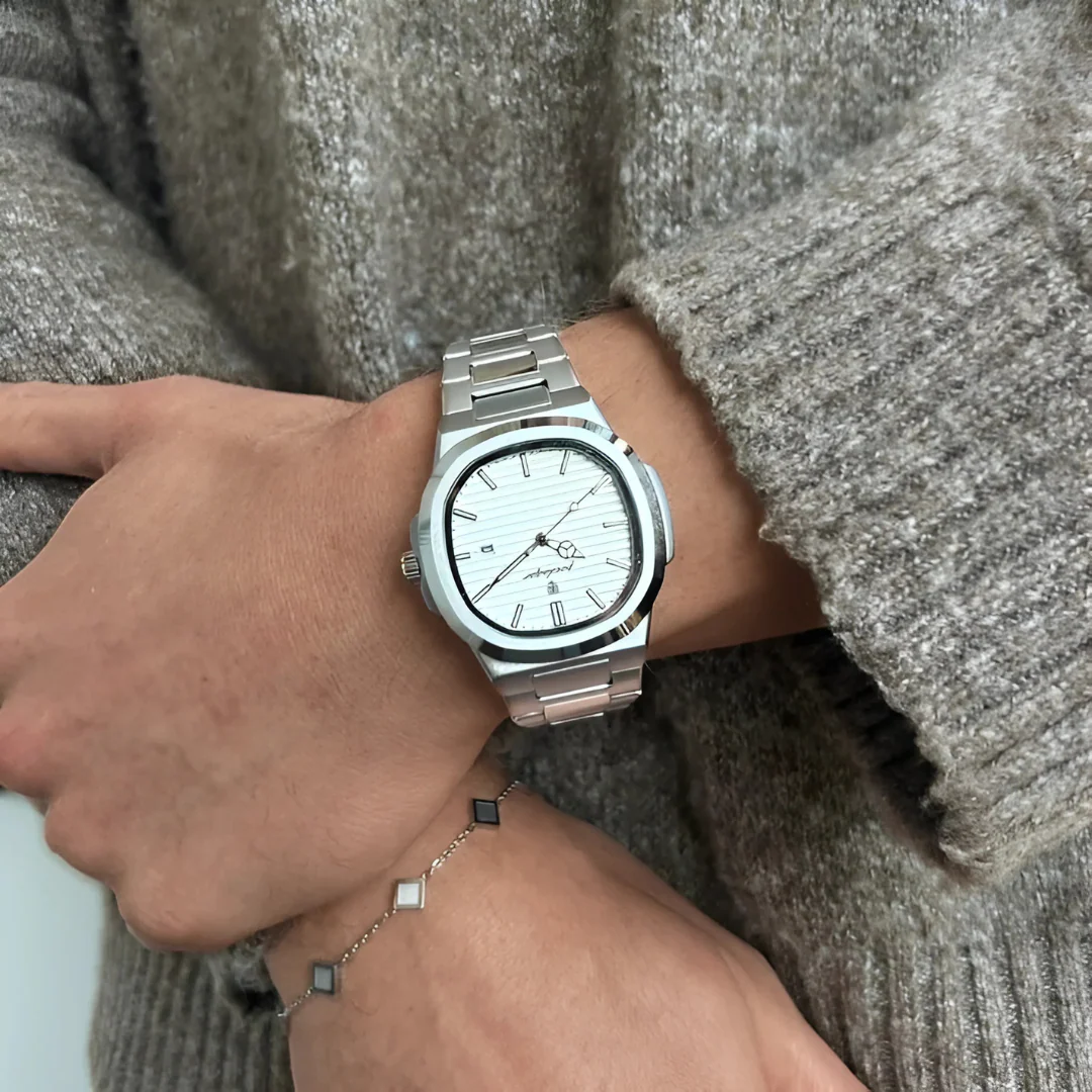 Montre-bracelet minimaliste Blanc Acier inoxydable - Image 4