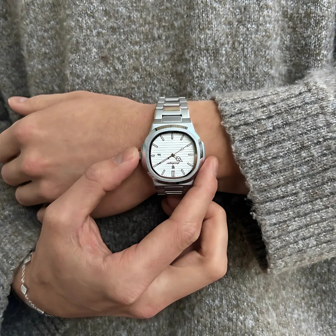 Montre-bracelet minimaliste Blanc Acier inoxydable - Image 5