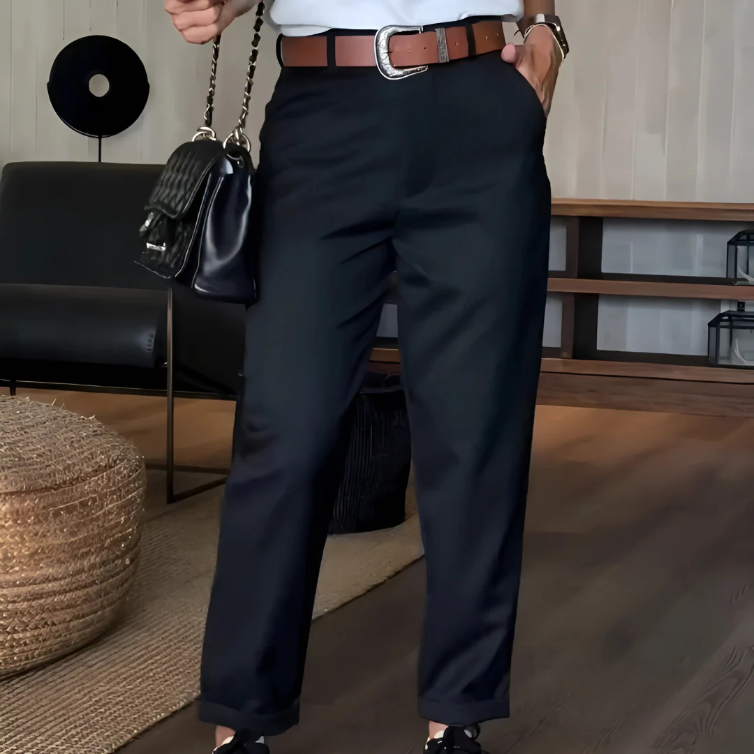 Pantalon Blazer Droit Casual Taille Haute Femme