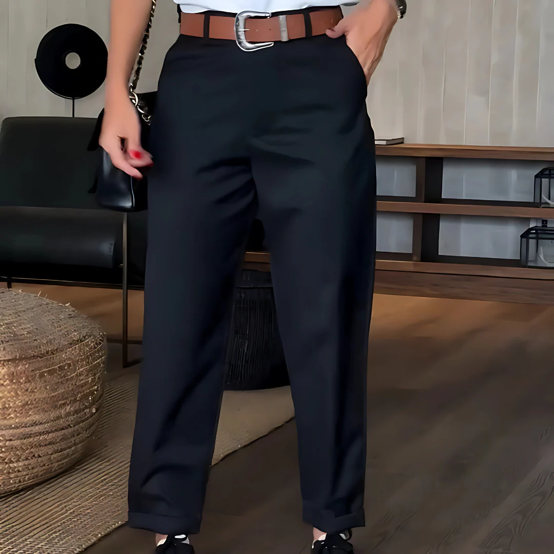 Pantalon Blazer Droit Casual Taille Haute Femme - Image 2