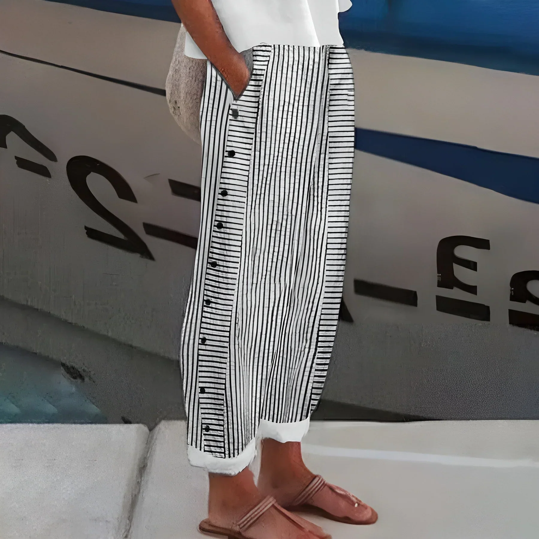 Pantalon d'été léger à rayures - Image 2