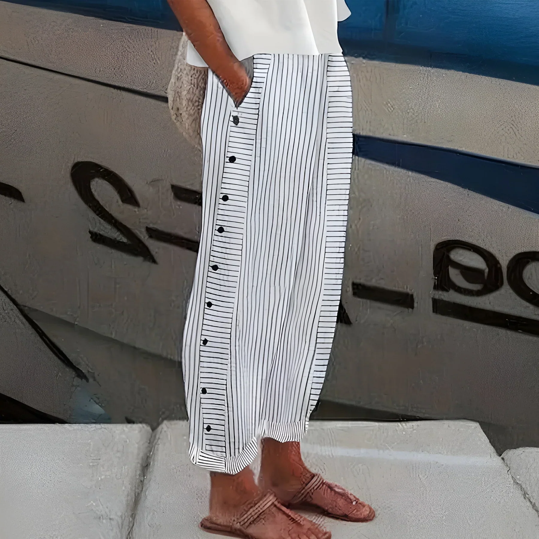 Pantalon d'été léger à rayures - Image 3
