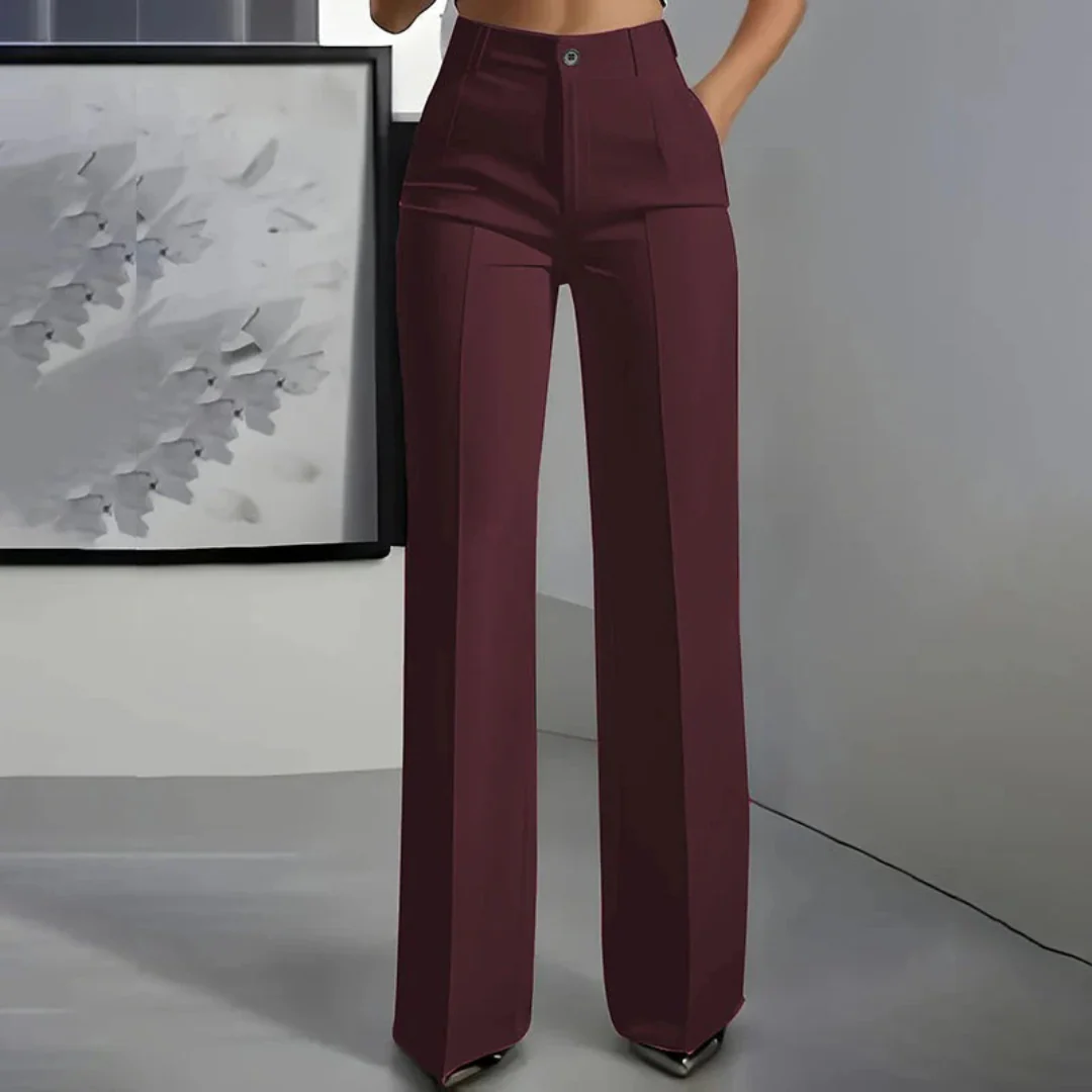 Pantalon taille haute élégant coupe droite femme - Image 10