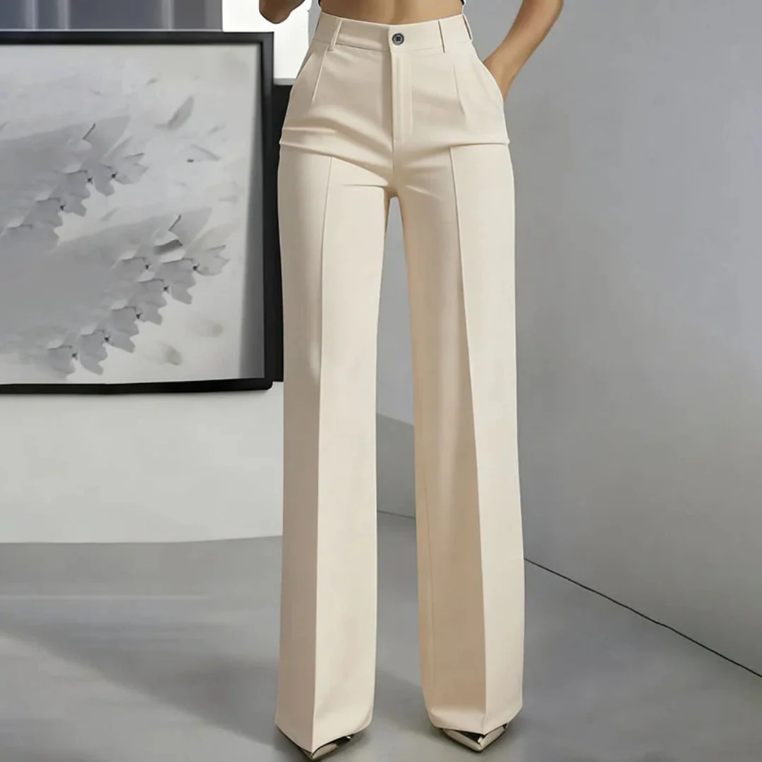 Pantalon taille haute élégant coupe droite femme - Image 11
