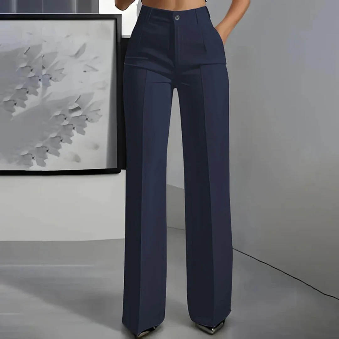 Pantalon taille haute élégant coupe droite femme - Image 13