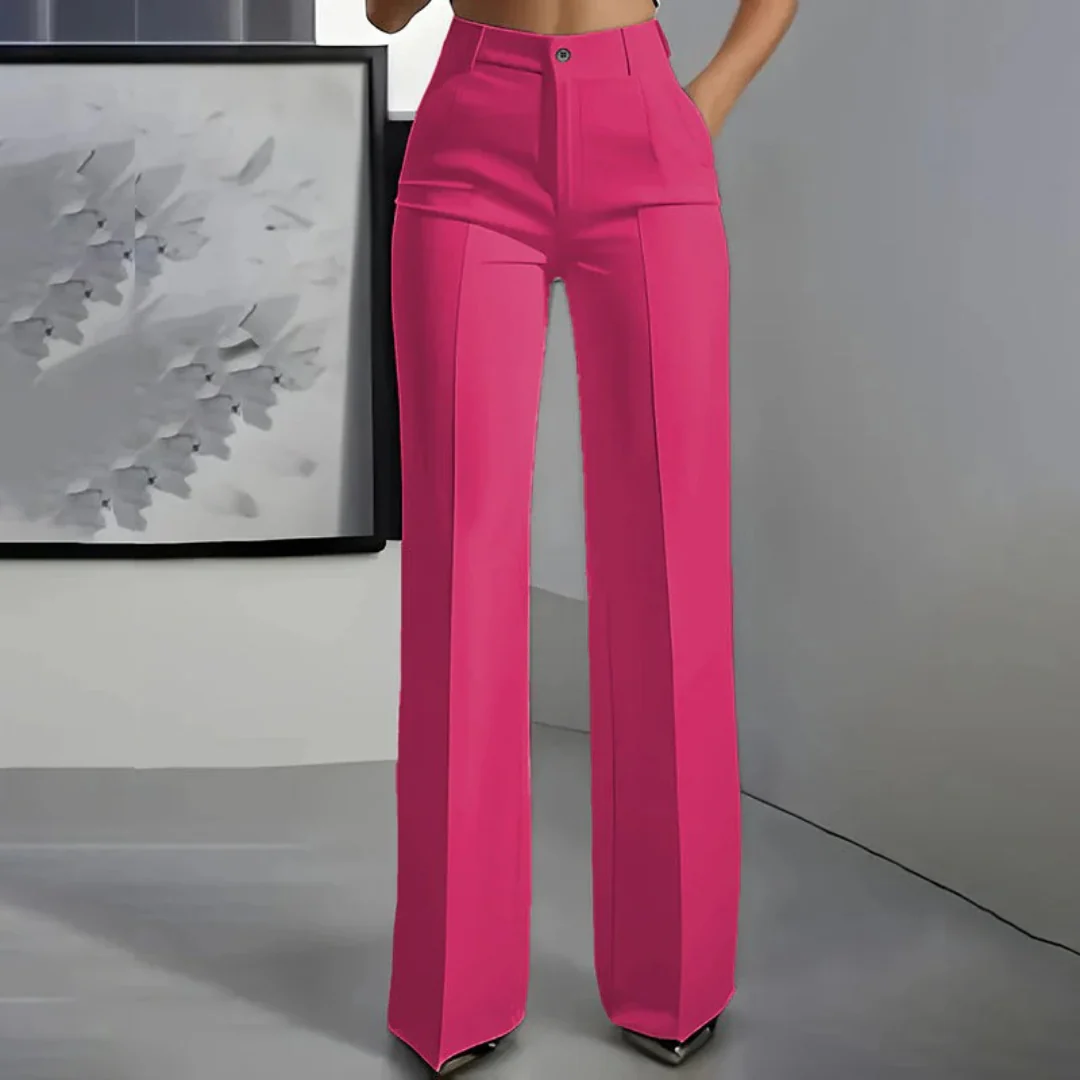 Pantalon taille haute élégant coupe droite femme - Image 14