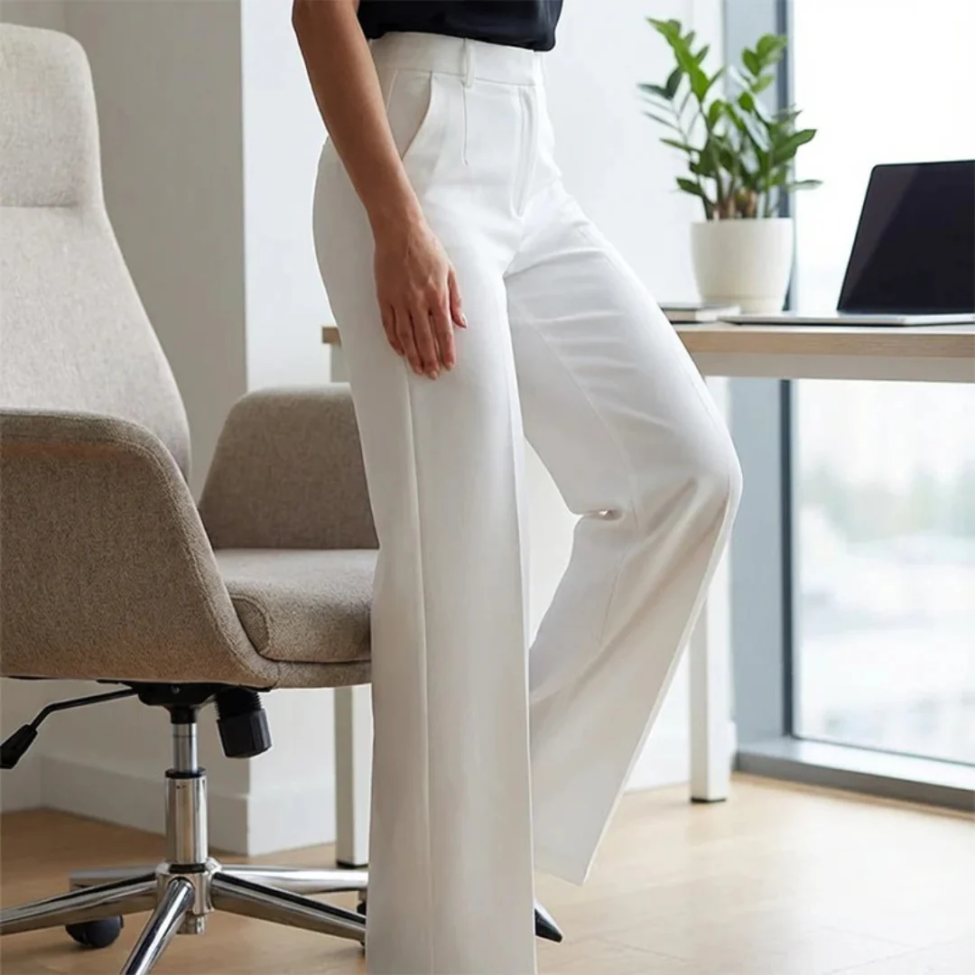 Pantalon taille haute élégant coupe droite femme - Image 4