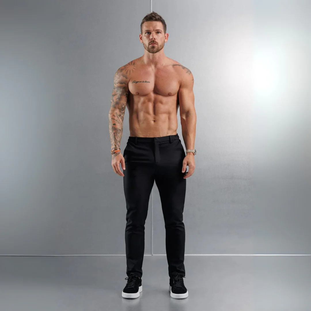 Pantalon en tissu élastique sable - Image 2