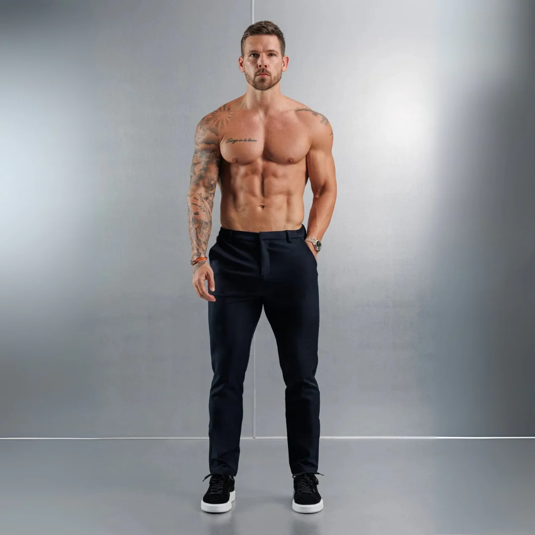 Pantalon en tissu élastique sable - Image 3