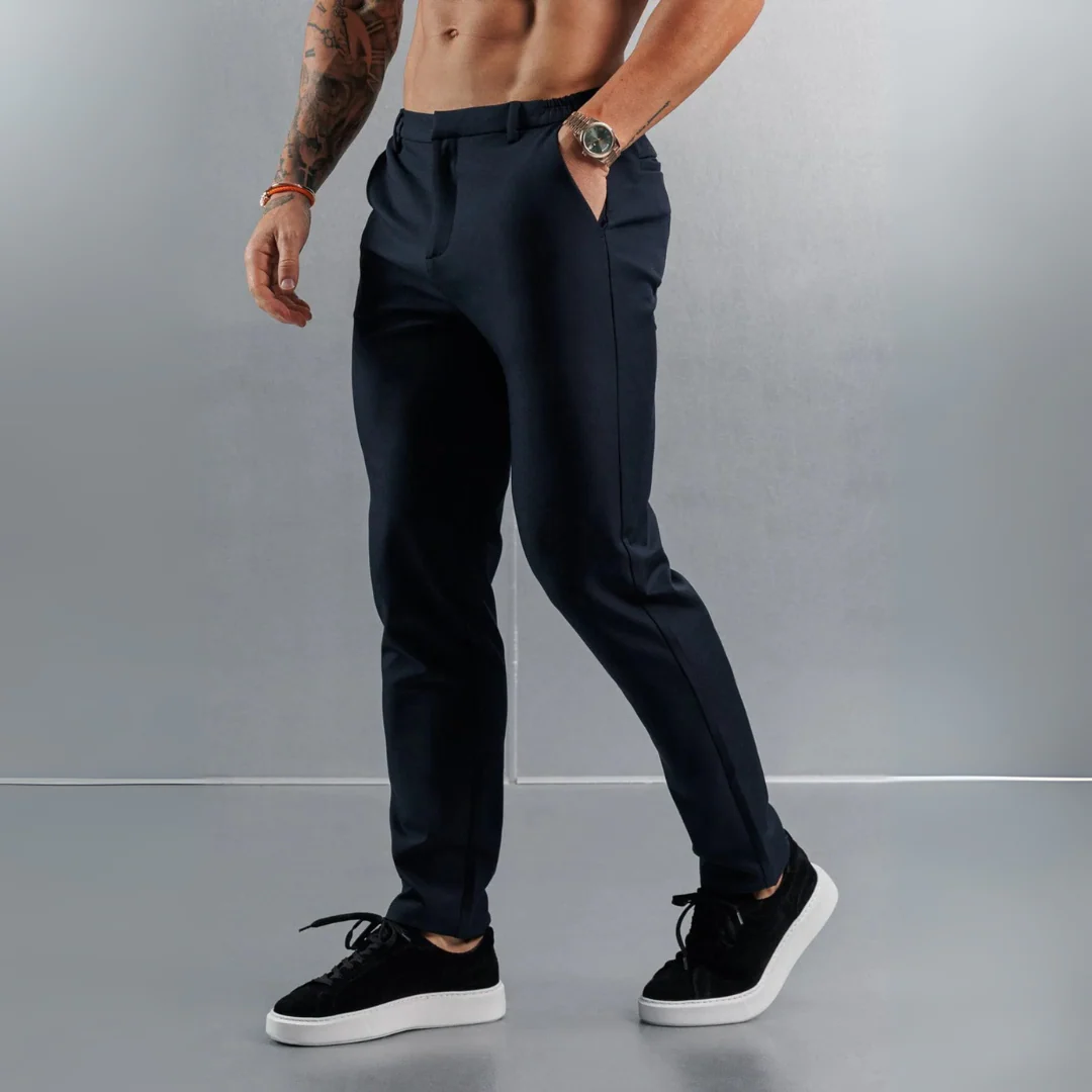 Pantalon en tissu élastique sable - Image 4