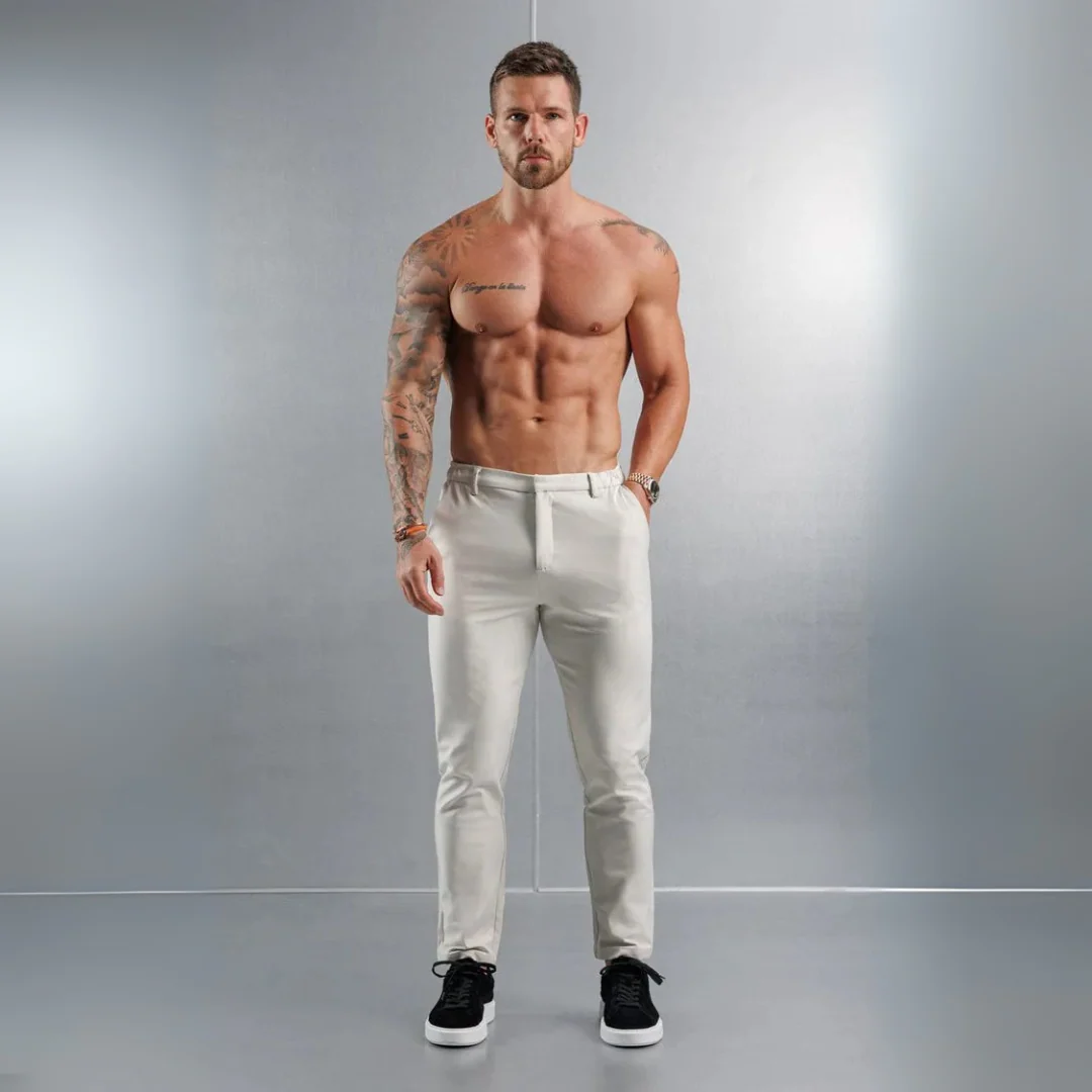 Pantalon en tissu élastique sable - Image 5