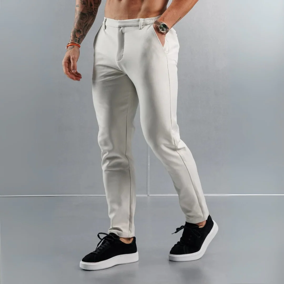 Pantalon en tissu élastique sable - Image 6