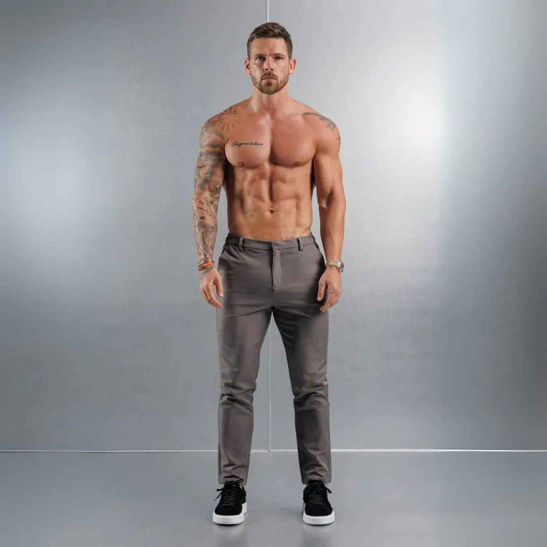 Pantalon en tissu élastique sable - Image 7