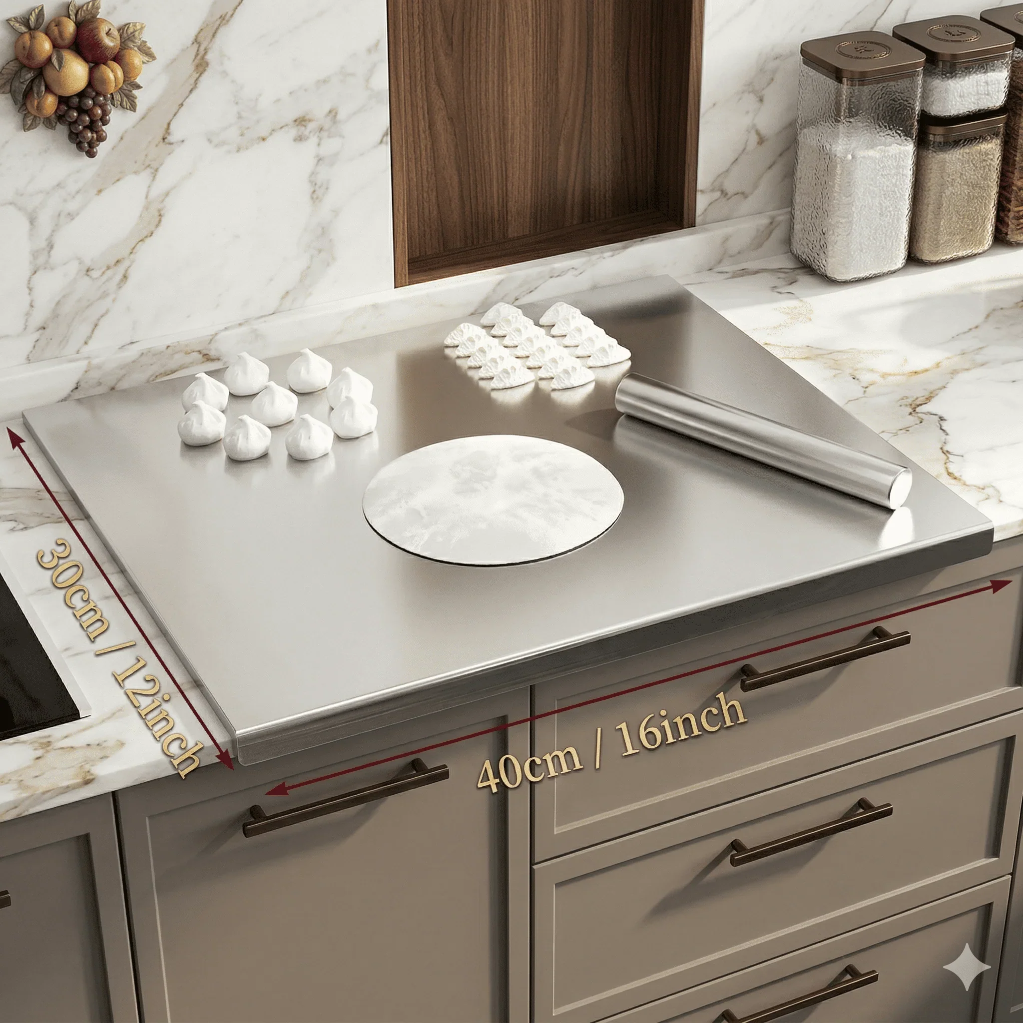 Planche de découpe en acier inoxydable antidérapante pour cuisine et pâtisserie - Image 3