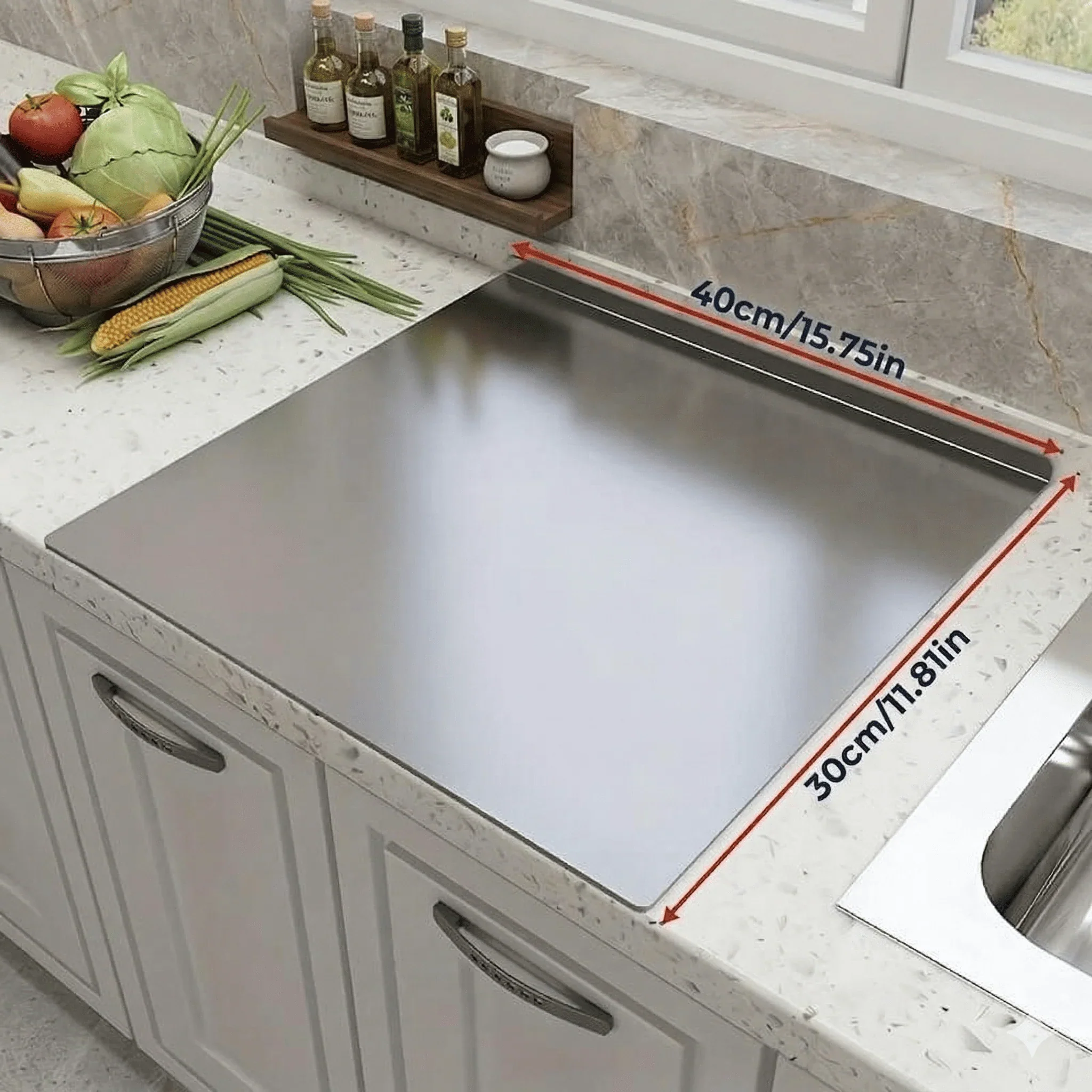 Planche de découpe en acier inoxydable antidérapante pour cuisine et pâtisserie - Image 6